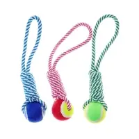 Игрушка канатная плетёная с мячом, до 130 г, до 33 см, цвет МИКС