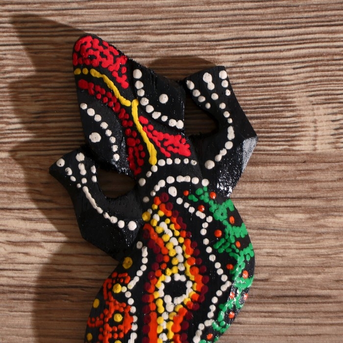 Панно настенное  Панно настенное "Геккон цветной" дерево 20х6х1 см