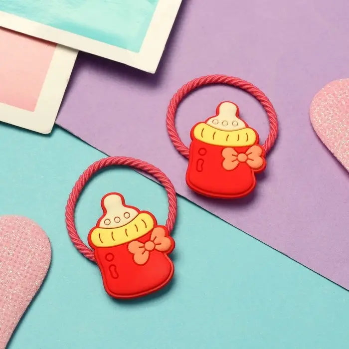 Резинка для волос  Резинка для волос "Крошка" (набор 2 шт) бутылочка,3 см ,красный