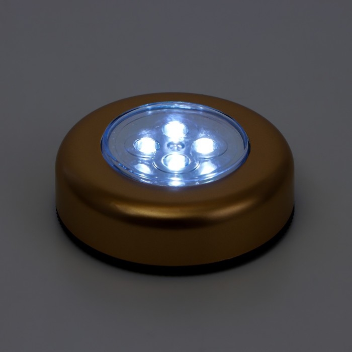 Светильник ночник Светильник ночник "Пушлайт" 4xLED 1,5Вт батарейки AAA 7см. золото(3 шт в наборе)