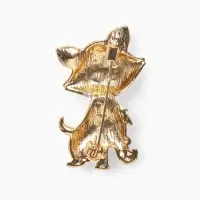 Брошь &laquo;Котенок&raquo;, взъерошенный, белая в золоте