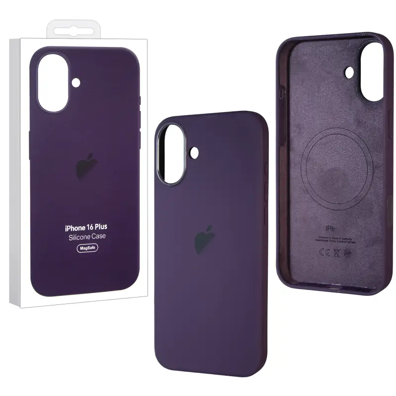 Чехол iPh 16 Plus Silicon Case 100% ORG (MagSafe + анимация NFC Clear) c LOGO Purple