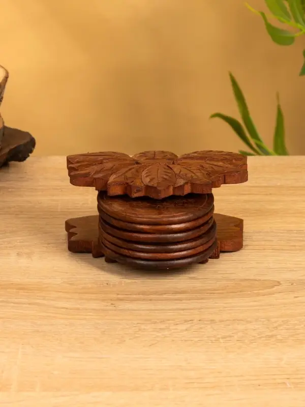 Подставка под горячее  Подставка под горячее "Цветок" (набор 6 шт), 14х10х6 см, дерево шишам