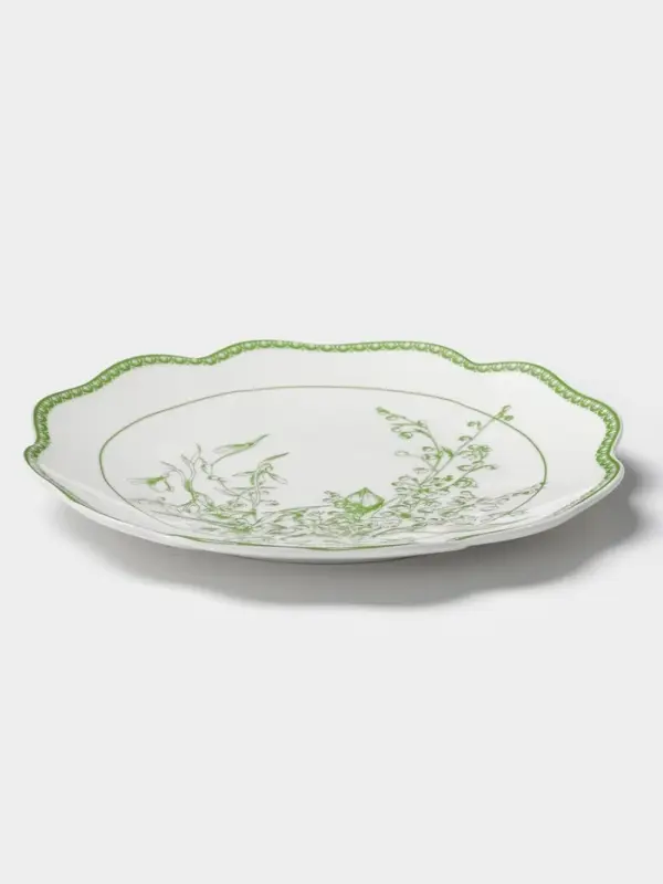 Тарелка десертная WY Bloomware. d=20 см, фарфор, белая, зелёная