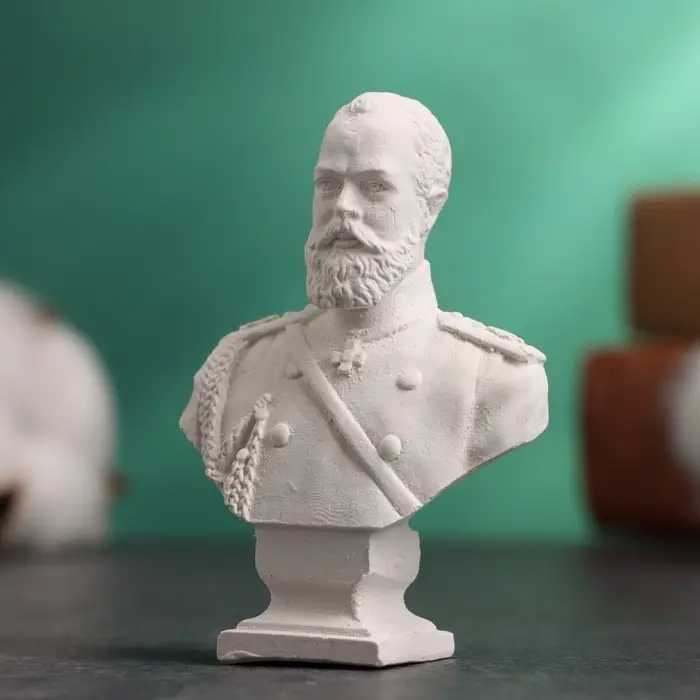 Бюст &laquo;Император Александр III&raquo;, фигурка гипс, белый, 4.5&times;2.5&times;6.5 см
