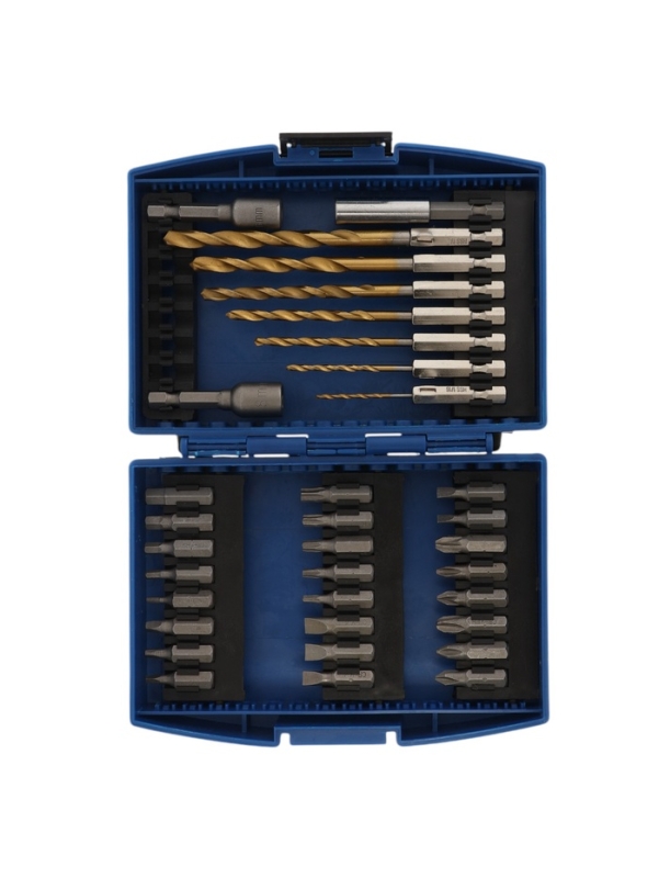 Набор сверл и бит ТУНДРА, HSS-Tin, шестигранный хвостовик, 1.5 - 6.5 мм, 34 предмета Набор сверл и бит ТУНДРА, HSS-Tin, шестигранный хвостовик, 1.5 - 6.5 мм, 34 предмета