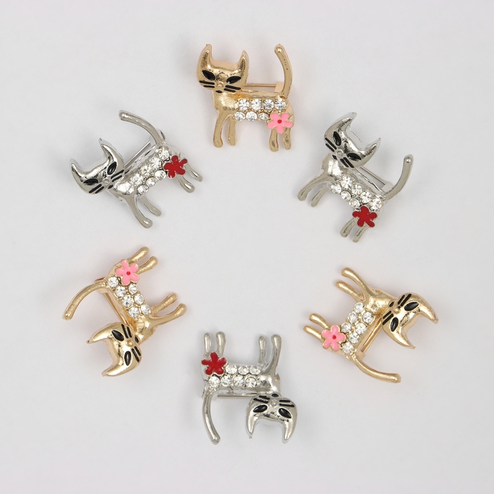 Брошь «Кошечка» с цветком, цвет МИКС (неделимая фасовка 12 шт., цена за шт.) Брошь «Кошечка» с цветком, цвет МИКС (неделимая фасовка 12 шт., цена за шт.)