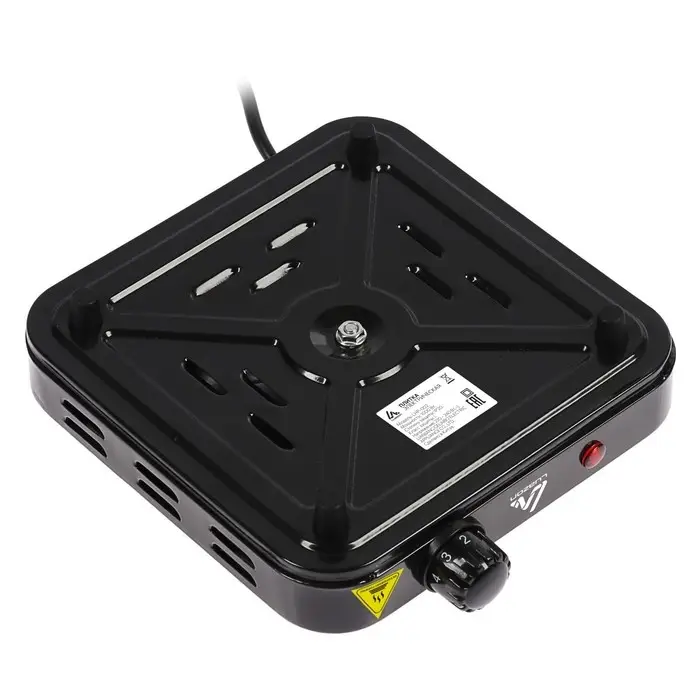Плитка электрическая Luazon LHP-002, 1 конфорка, 1000 Вт, нагреватель диск, чёрная