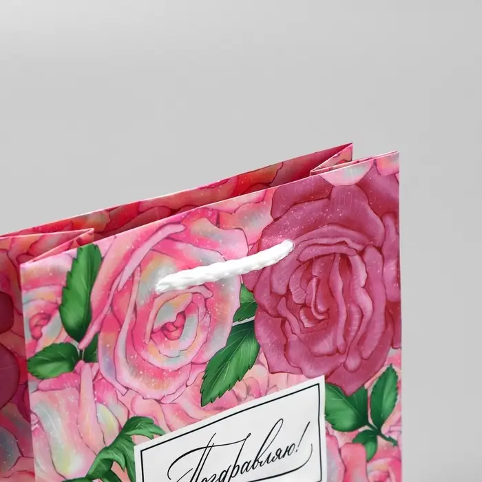 Пакет подарочный ламинированный, упаковка, «Поздравляю», S 12 х 15 х 5.5 см