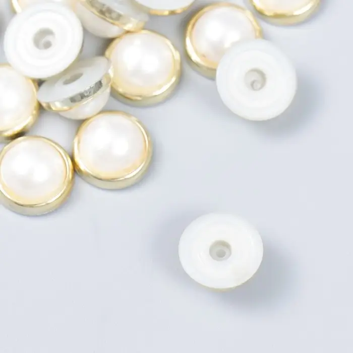 Декор для творчества пластик Декор для творчества пластик "Полужемчужина с ободком" набор 20 шт 1,3х1,3 см