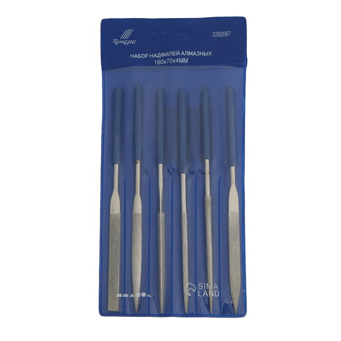 Набор надфилей алмазных ТУНДРА, обрезиненные рукоятки, 70 х 160 х 4 мм, 6 шт. Набор надфилей алмазных ТУНДРА, обрезиненные рукоятки, 70 х 160 х 4 мм, 6 шт.