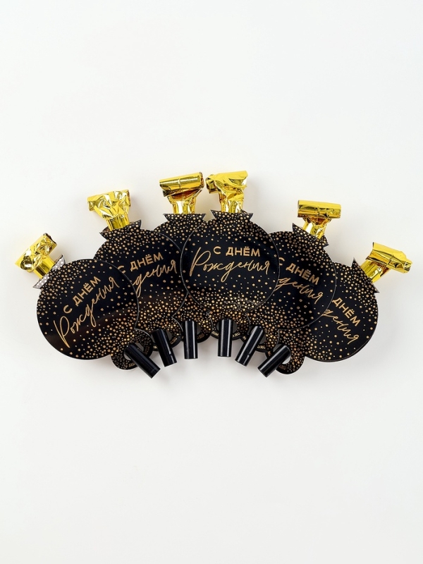 Карнавальный язычок «С Днем Рождения», тиснение, набор 6 шт