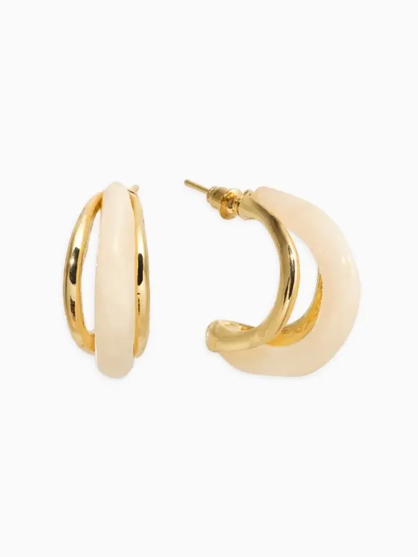 Серьги большие &laquo;Стиль. Полукольцо&raquo;, акрил, белые в золоте