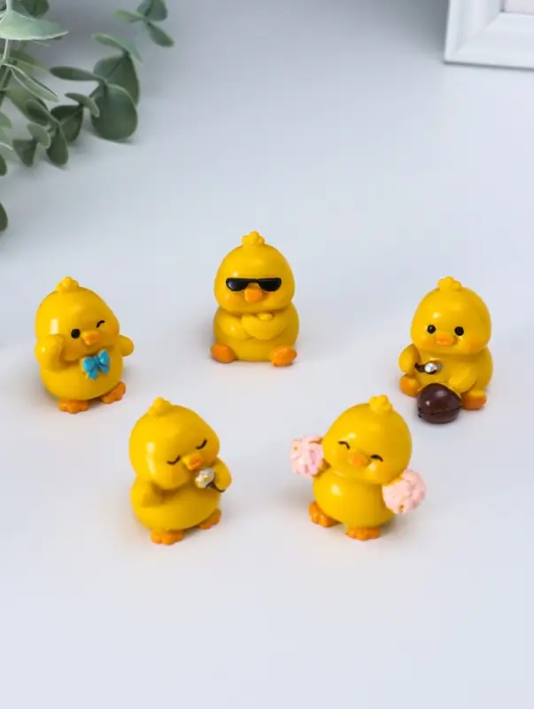 Сувенир полистоун "Весёлые цыплята" набор 5 шт 2,8х3х4 см
