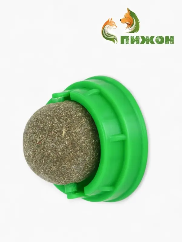 Игрушка для кошек из кошачьей мяты  Игрушка для кошек из кошачьей мяты "Кот" на основании, 4,5х4,8х4,8 см, зеленая