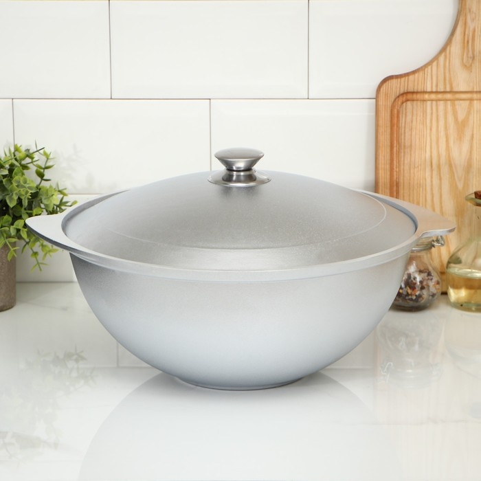 Казан алюминиевый для плова, 6 л, цвет серебряный Казан алюминиевый для плова, 6 л, цвет серебряный