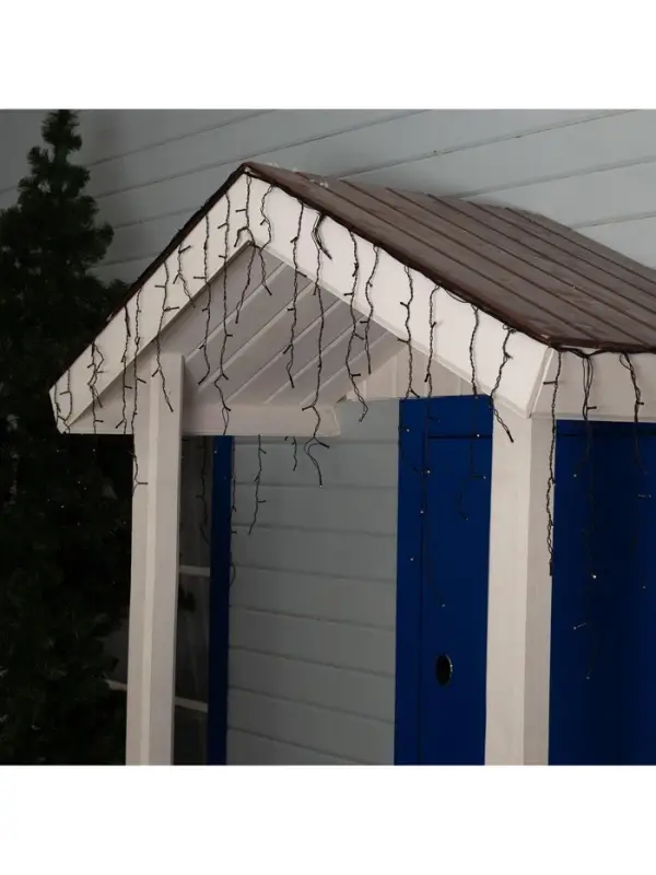 Гирлянда &laquo;Бахрома&raquo; 3&times;0.6 м, IP44, УМС, тёмная нить, 160 SMD-LED, свечение мульти, 220 В