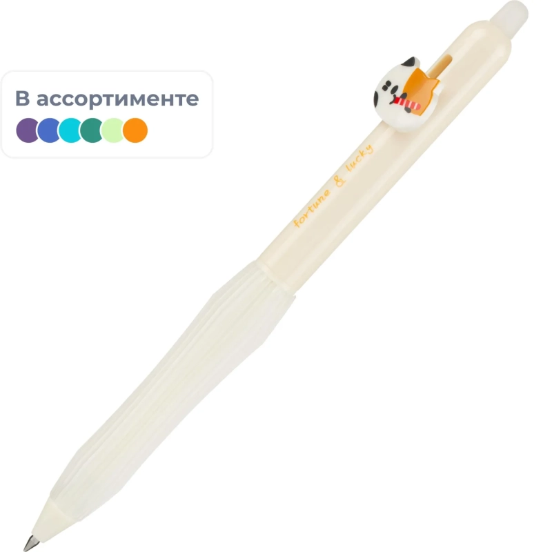 Ручка гелевая автомат. Deli Lucky Meow EG345-BL,пул.нак.0,5,стир,коты,в асс