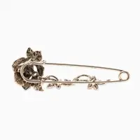 Булавка &laquo;Цветок Роза&raquo;, 8.5 см, цветная в чернёном золоте