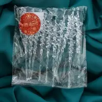 Ёлочные игрушки 10 шт. &laquo;Сосулька&raquo;, люкс, морозец, 14&times;1.5 см, прозрачный