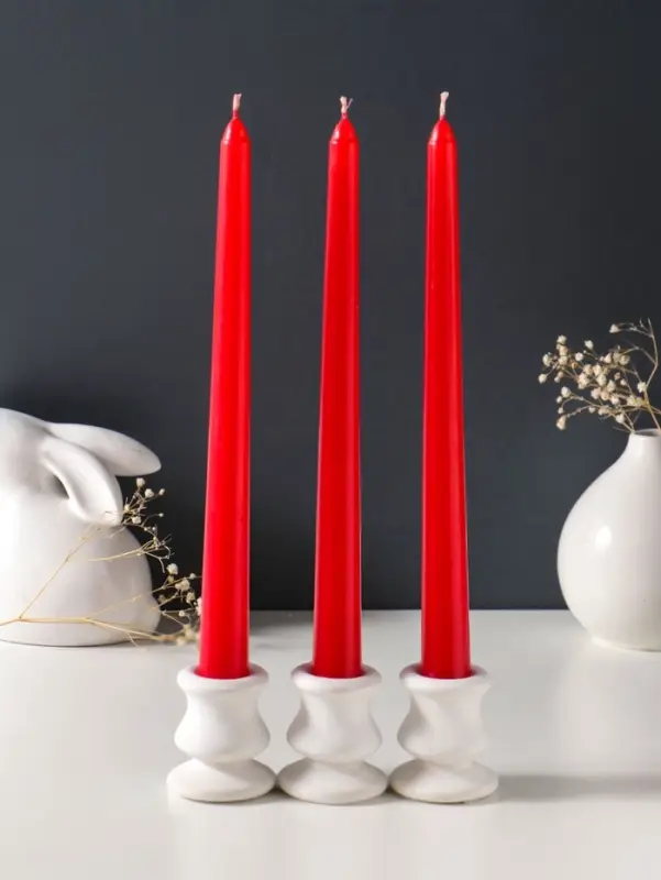 Набор свечей античных 25 см, 3 шт., 58 г, 7 ч, красный