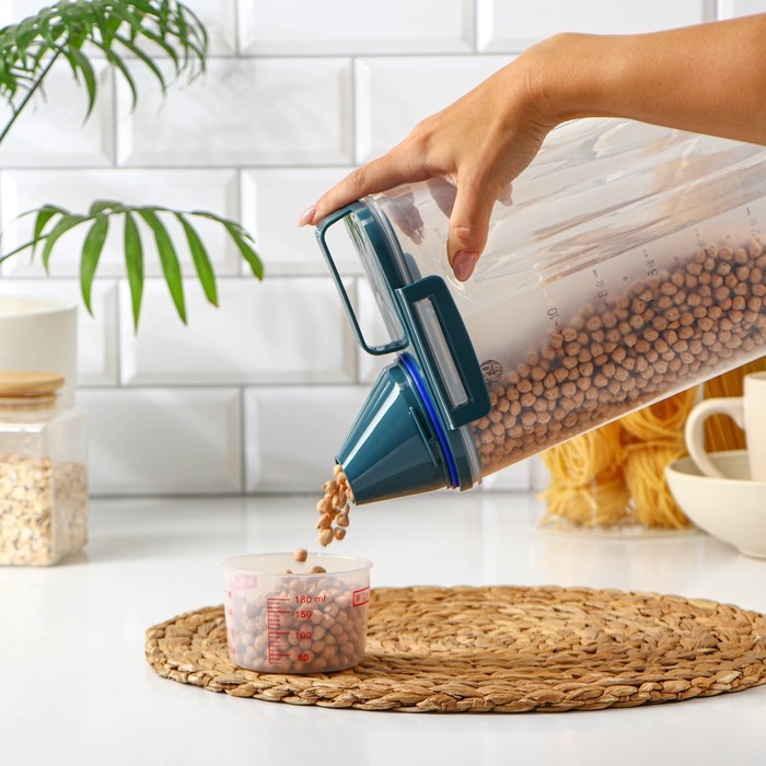 Контейнер пластиковый для хранения сыпучих продуктов с дозатором, 2 кг, 17×10,5×29 см, цвет прозрачный