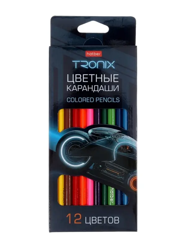 Карандаши 12цв, Hatber, заточ, трехгр, коробка, европодвес 93404