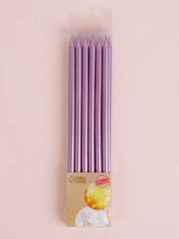 Свечи для торта Свечи для торта "Ройс", 12 шт, розовый металлик