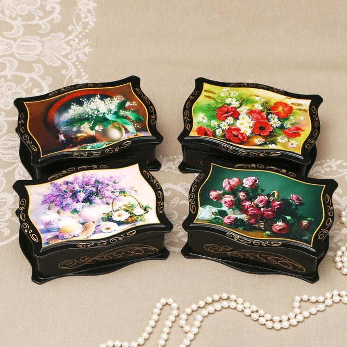 Шкатулка «Цветы», 12×16 см, лаковая миниатюра микс Шкатулка «Цветы», 12×16 см, лаковая миниатюра микс