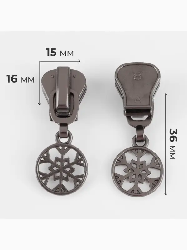 Бегунок для молнии &laquo;Трактор&raquo;, №8, &laquo;Снежинка&raquo;, 10 шт., цвет чёрный никель