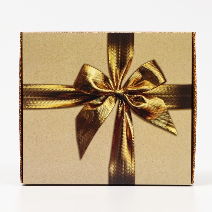 Коробка подарочная Коробка подарочная "Бант", золотая 20 х 18 х 5 см