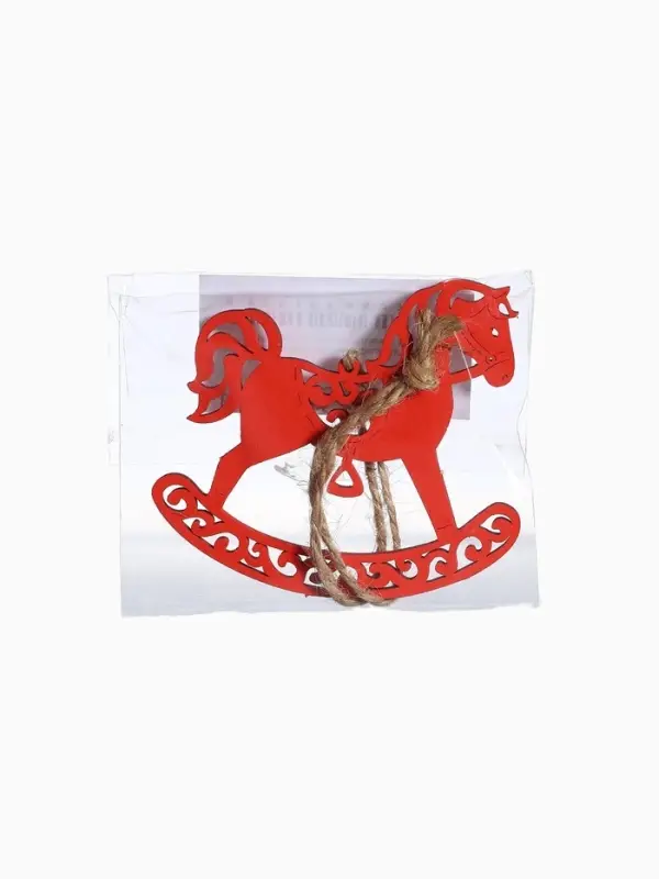 Ёлочное украшение Ёлочное украшение "Лошадка" резная 9х8 см, Красный