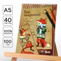 Скетчбук &laquo;Лиса&raquo; А5, 40 л, 100 г/м
