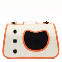 Сумка - переноска каркасная &laquo;Кошачий вид&raquo;, 41&times;27&times;25 см, белая, оранжевая