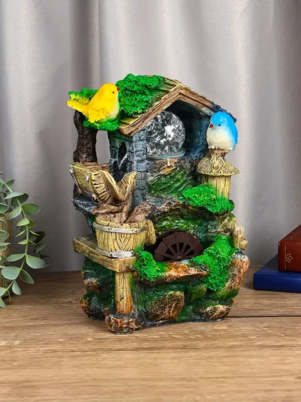 Фонтан "Птички на крыше" 24х15х12 см (с подсветкой)