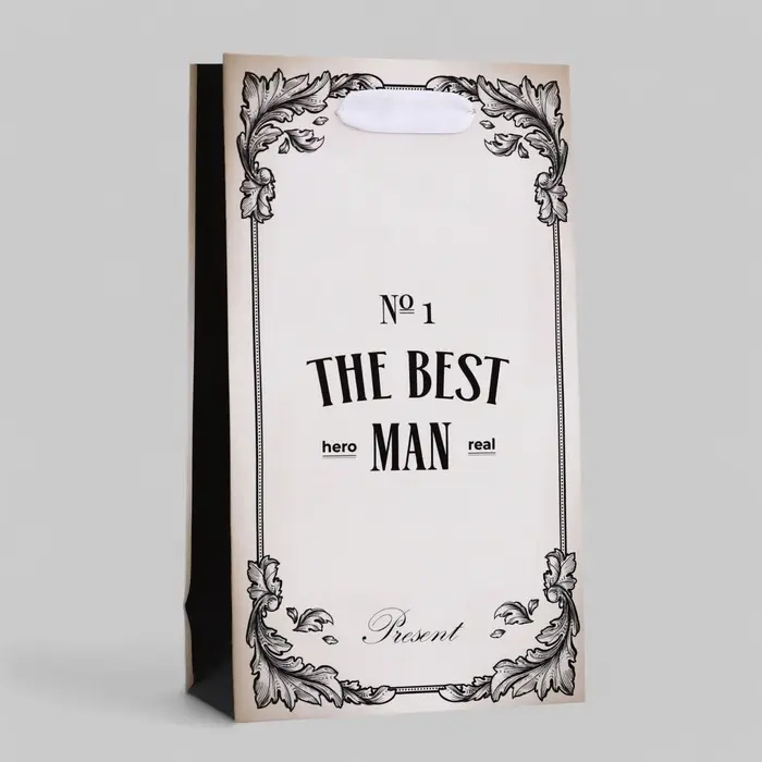 Пакет подарочный ламинированный The Best man,13&times;23&times;7 см