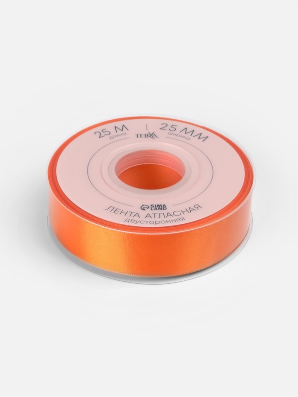 Лента атласная двухсторонняя №751 25мм*25±1м ярко-оранжевый TR