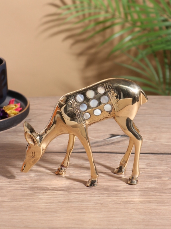 Сувенир «Косуля», латунь с перламутром, 13×4.5×15 см