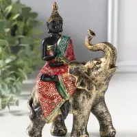 Сувенир полистоун "Будда в ярком наряде, на слоне" 5,5х11х16,5 см