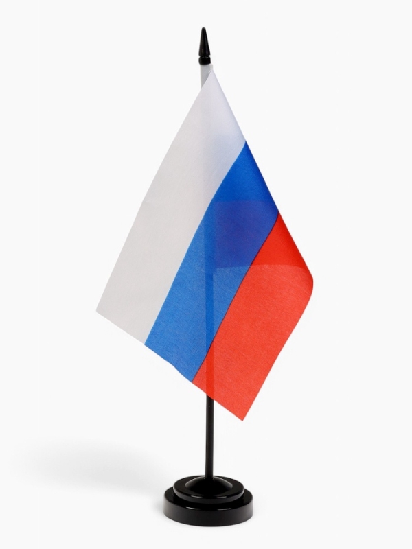 Флаг России, набор 6 штук, 14 х 21 см, флагшток 33.5 х 6.4 см, полиэстер