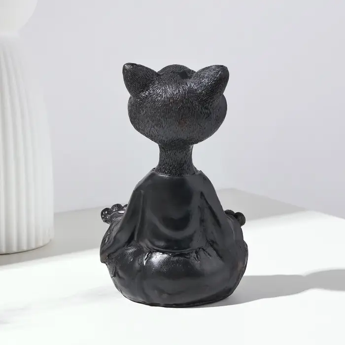 Фигурка полистоун &laquo;Кошка йог&raquo;, чёрная, 9&times;11&times;18 см