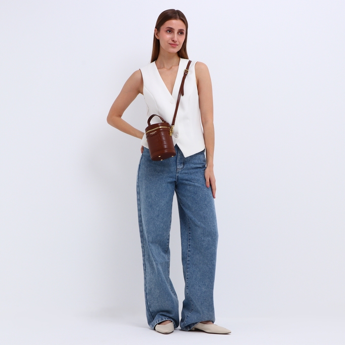 Кросс-боди на молнии, цвет коричневый Кросс-боди на молнии, цвет коричневый