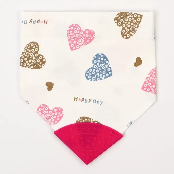 Нагрудник-бандана/слюнявчик для кормления Крошка Я, непромокаемый, с прорезывателем, на кнопке, розовый, МИКС