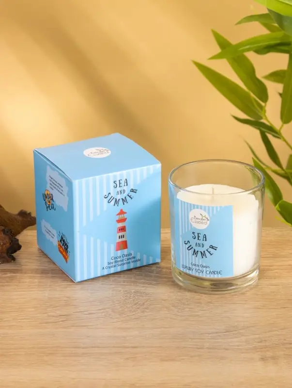 Свеча с кристаллом внутри Sea and Summer "Coco Oasis" кокос, 120 гр