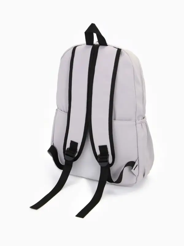 Рюкзак школьный на молнии, с карманами, с принтом, размер 30&times;12&times;43 см, серый