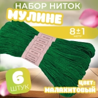 Набор ниток мулине №3818, 8 ± 1 м, 6 шт, цвет малахитовый