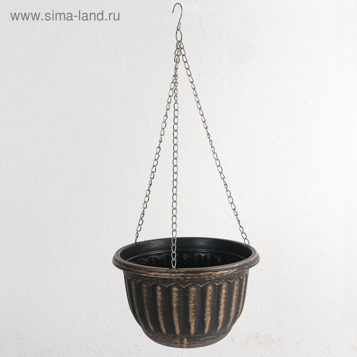 Кашпо пластиковое для цветов подвесное с дренажной сеткой «Шебби», 2 л, серое Кашпо пластиковое для цветов подвесное с дренажной сеткой «Шебби», 2 л, серое