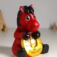 Копилка "Конь с подковой" 24 см, красный