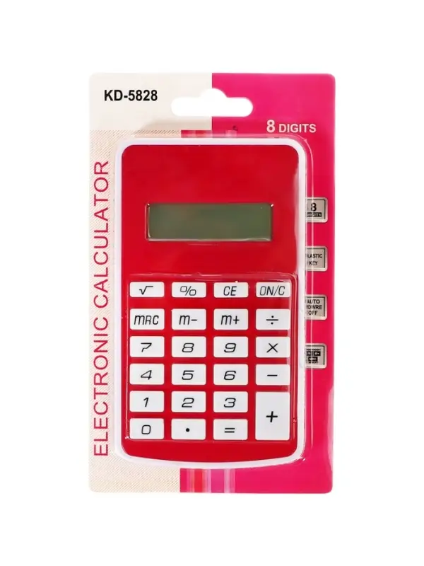 Калькулятор карманный, 08-разрядный, 5828 корпус, красный