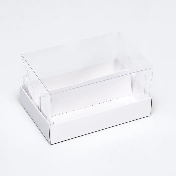 Кондитерская коробка складная под 2 эклера, белая, 9&times;13.5&times;7 см